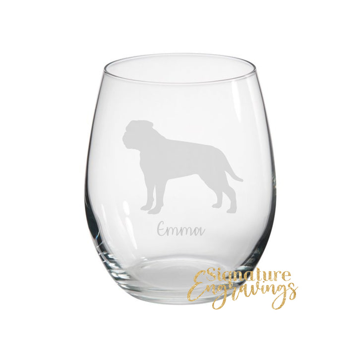 Personalised Bullmastiff Stemless Glass