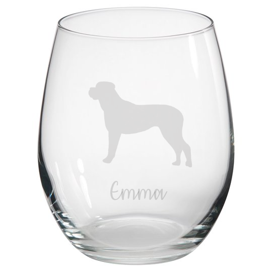 Personalised Bullmastiff Stemless Glass