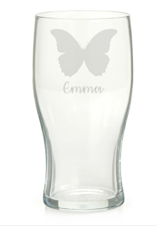 Personalised Butterfly Pint Glass
