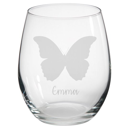 Personalised Butterfly Stemless Glass