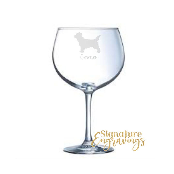 Personalised Cairn Terrier Gin Glass