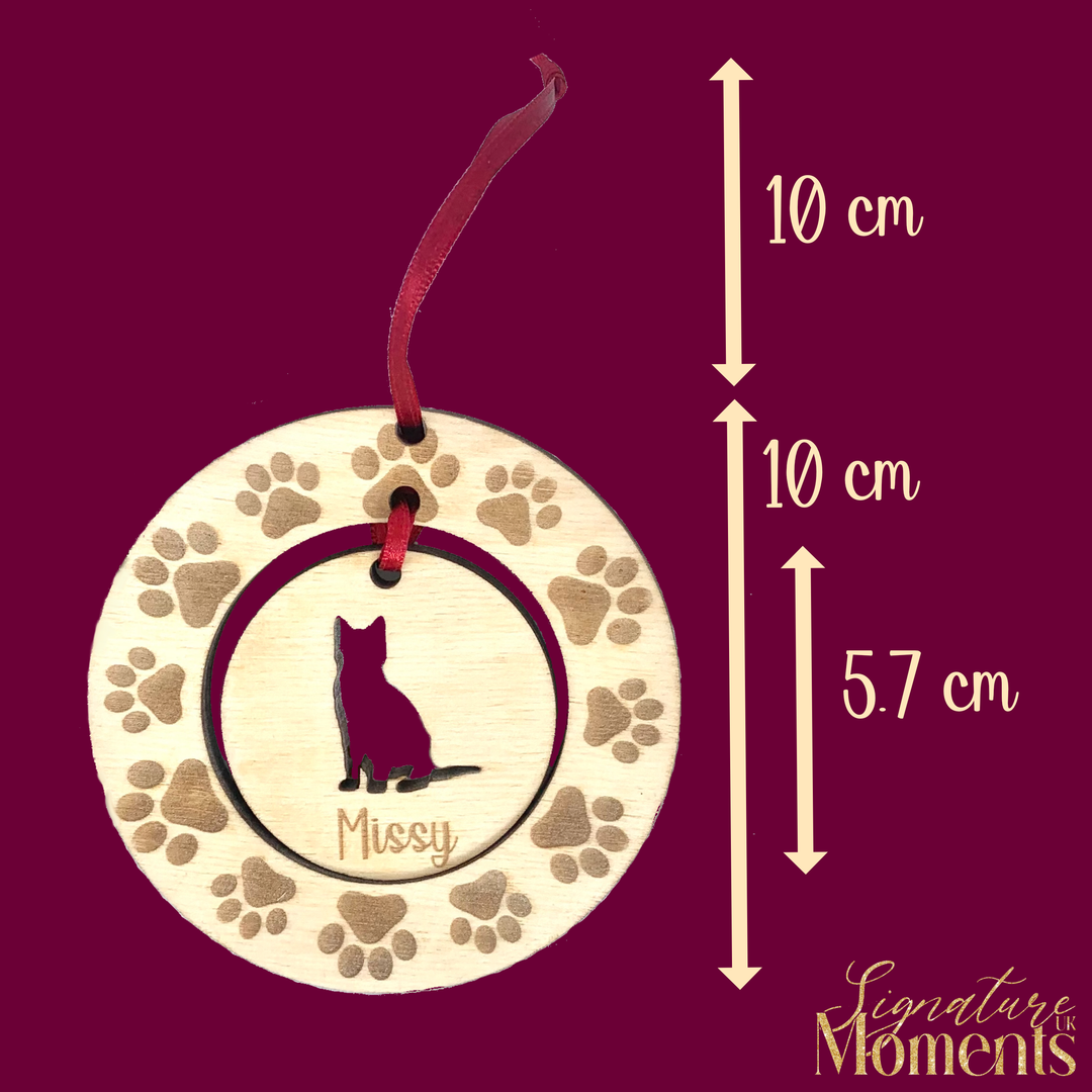 Personalised Shorthair Siamese Cat Hanging Decoration ~ Feather Wreath