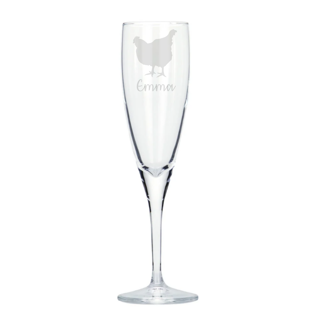 Personalised Chicken Champagne Glass