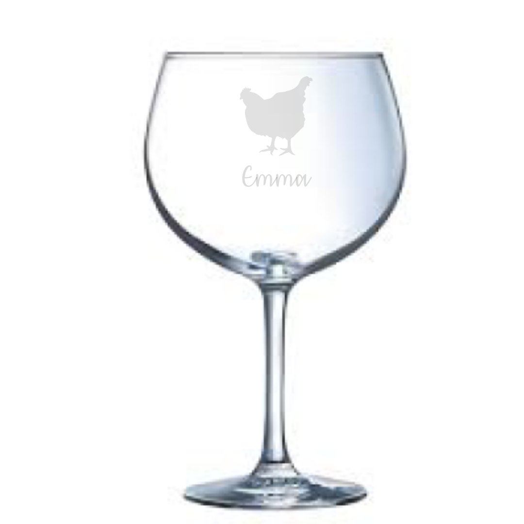 Personalised Chicken Gin Glass