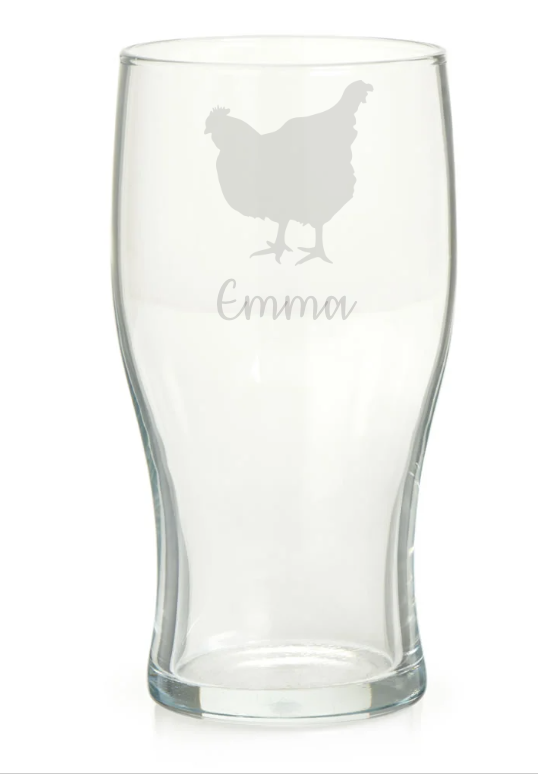 Personalised Chicken Pint Glass