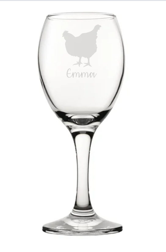 Personalised Chicken Wine Glass