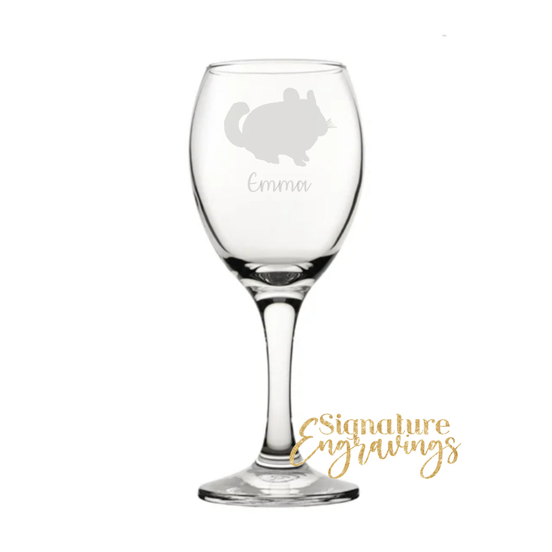 Personalised Chinchilla Wine Glass