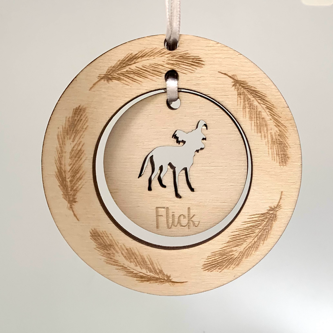 Personalised Chinese Crested Dog Hanging Decoration ~ Feather Wreath