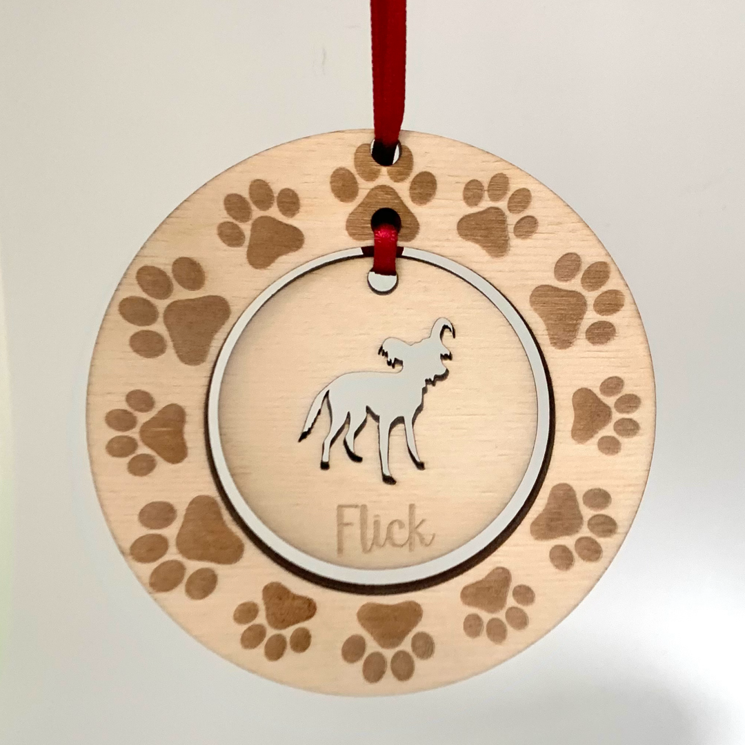 Personalised Chinese Crested Dog Hanging Decoration ~ Paw Wreath