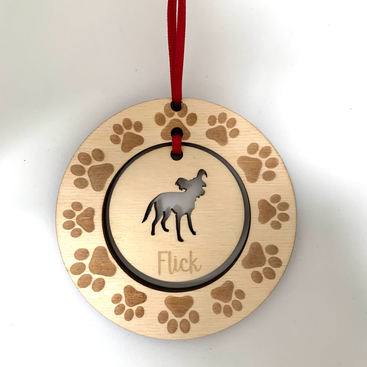 Personalised Chinese Crested Dog Hanging Decoration ~ Paw Wreath