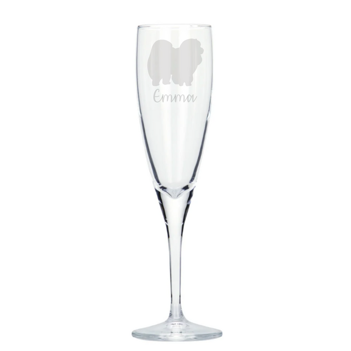 Personalised Chow Chow Champagne Glass
