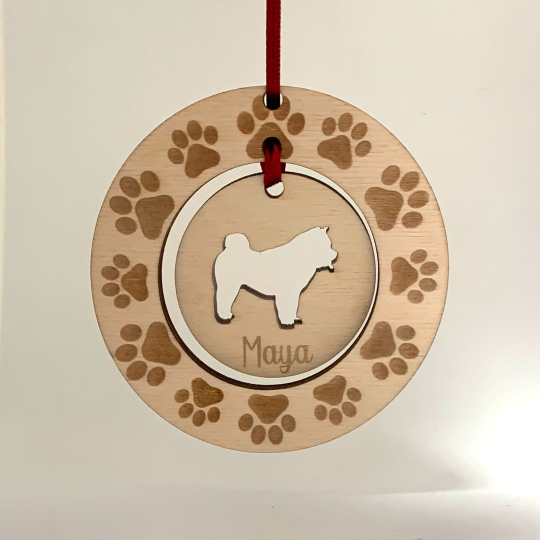 Personalised Chow Chow Hanging Decoration ~ Paw Wreath