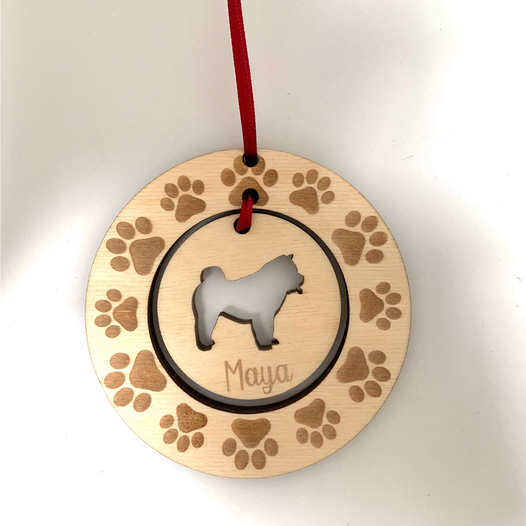 Personalised Chow Chow Hanging Decoration ~ Paw Wreath