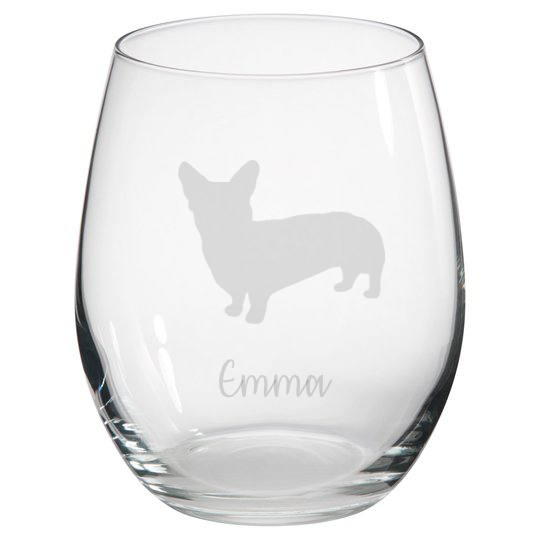 Personalised Corgi Stemless Glass