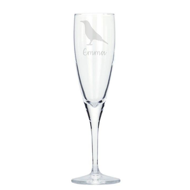 Personalised Crow Champagne Glass