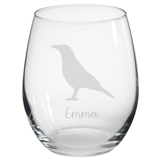 Personalised Crow Stemless Glass