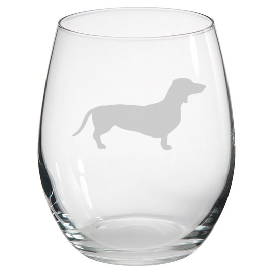 Personalised Dachshund 'Sausage Dog' Stemless Glass
