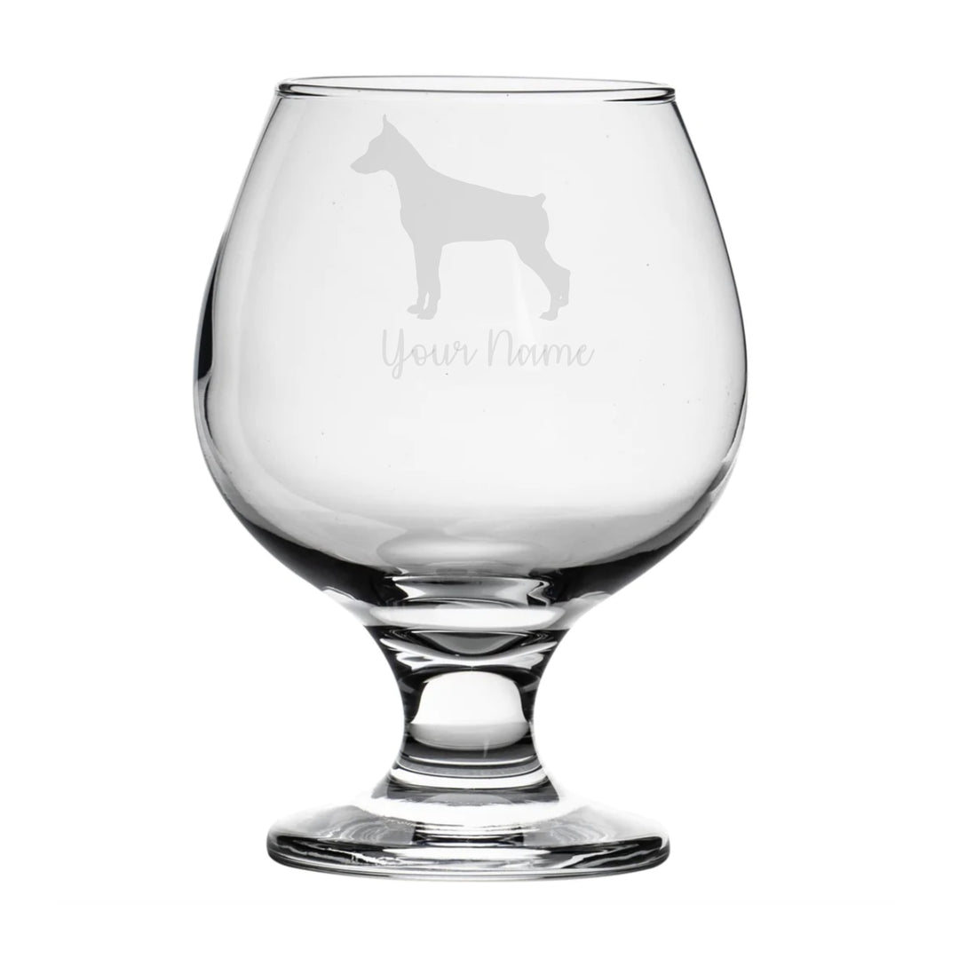 Personalised Doberman Pinscher Dog Brandy Snifter Glass