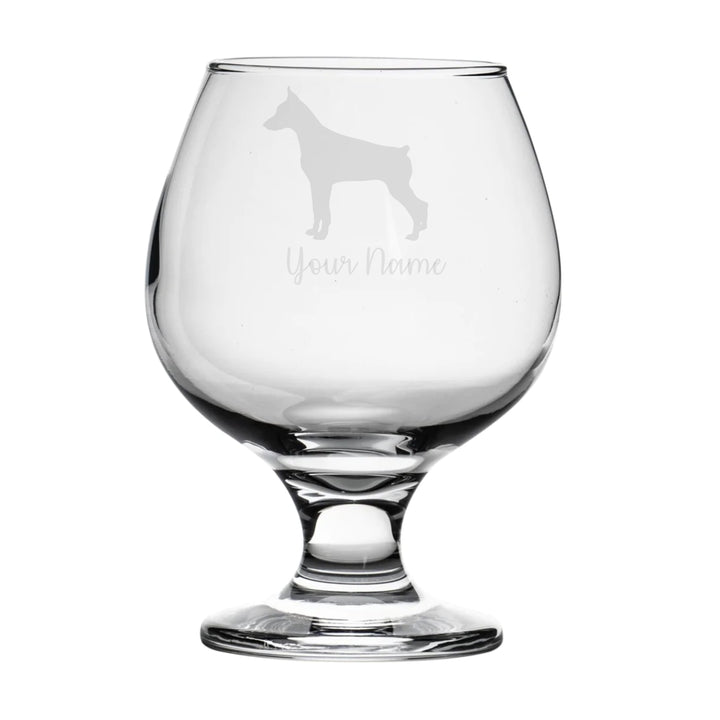 Personalised Doberman Pinscher Dog Brandy Snifter Glass