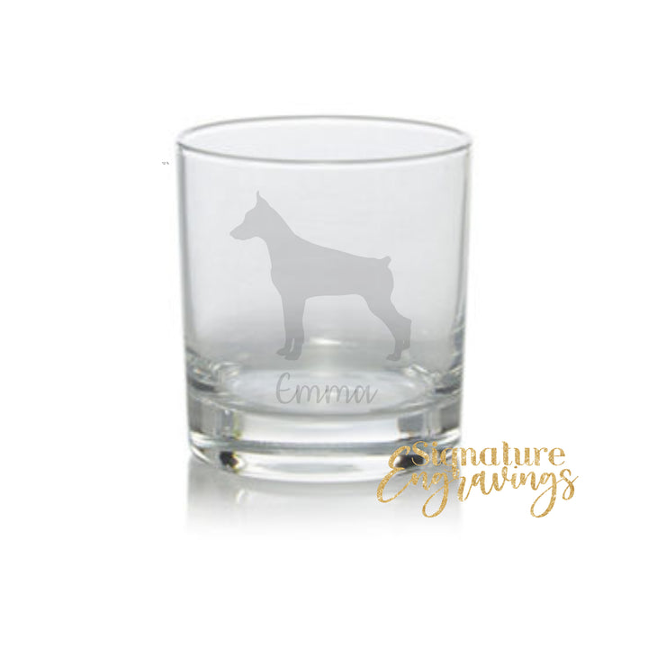 Personalised Doberman Pinscher Whisky Glass