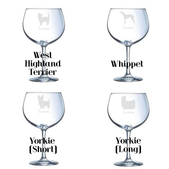 Personalised Dog Breeds Balloon Glass | Choose the breed of your choice