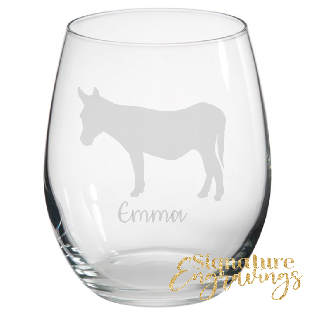 Personalised Donkey Stemless Glass
