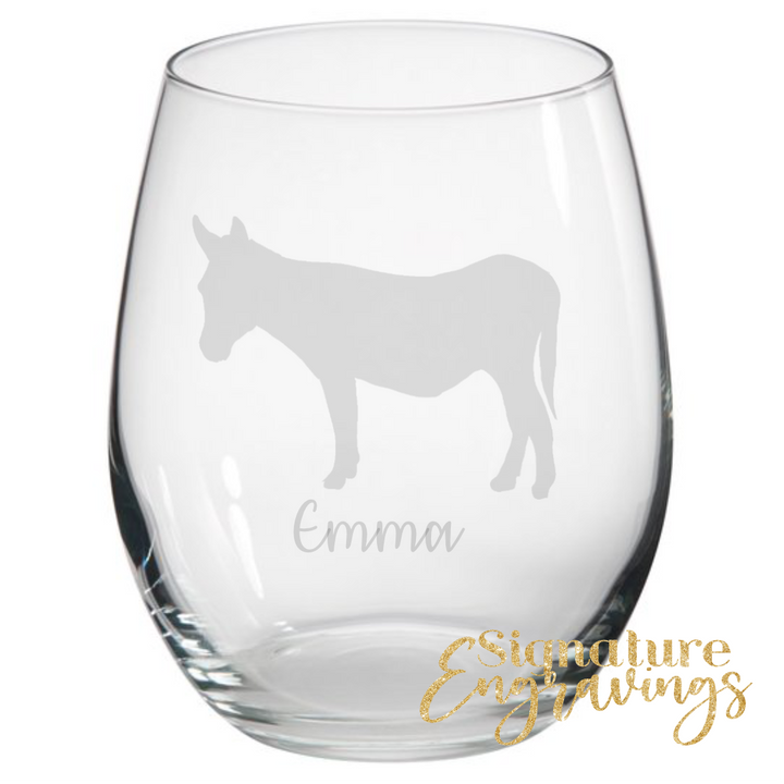 Personalised Donkey Stemless Glass