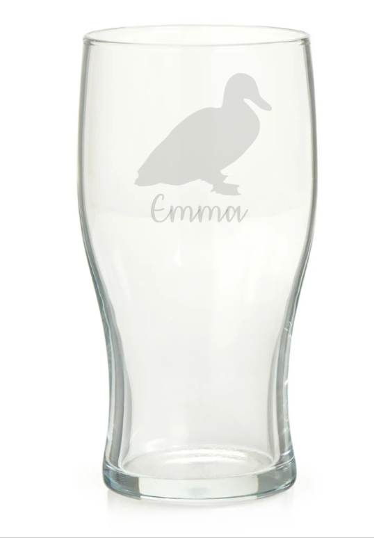 Personalised Duck Pint Glass