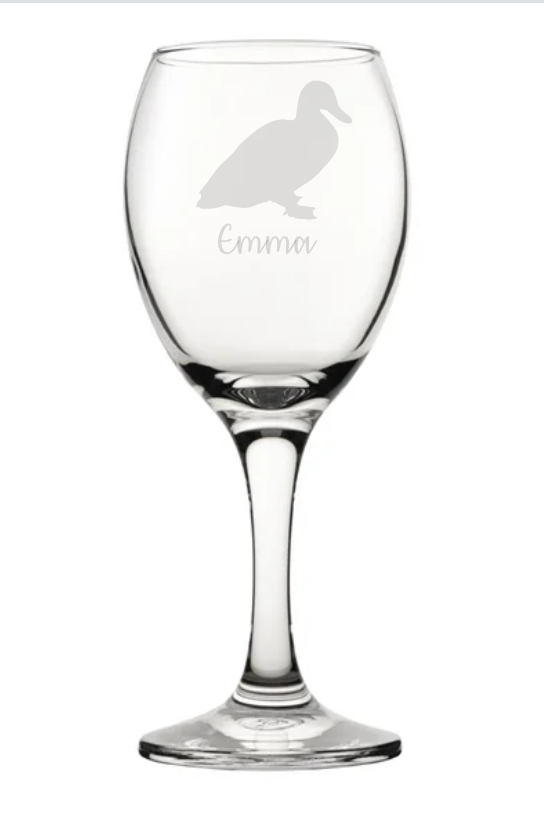 Personalised Duck Wine Glass