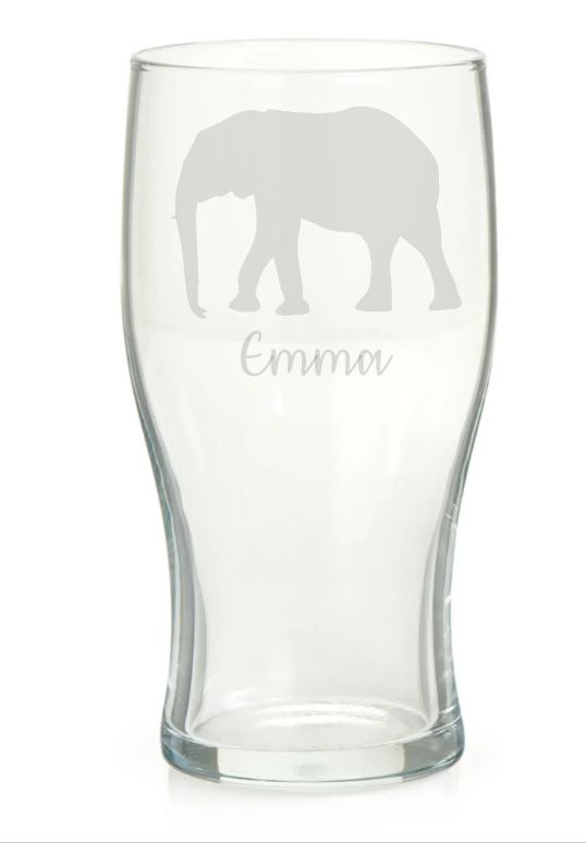 Personalised Elephant Pint Glass