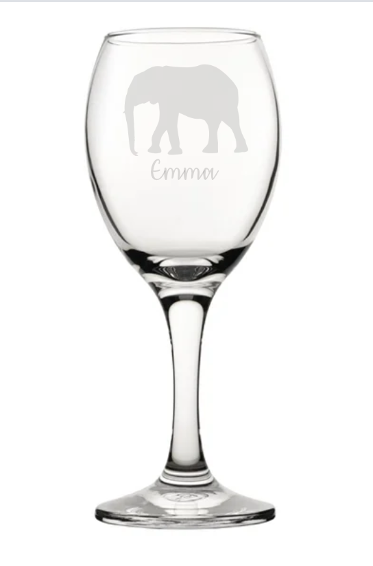 Personalised Elephant Wine Glass