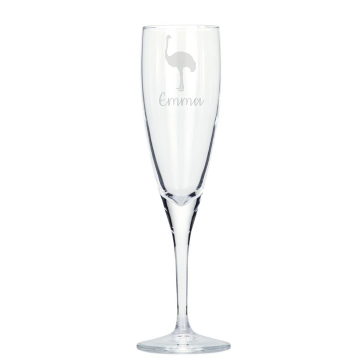 Personalised Emu Champagne Glass