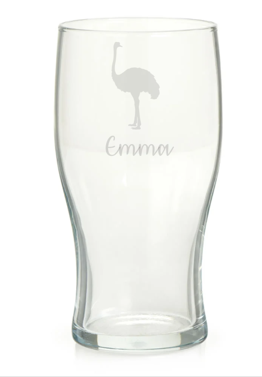 Personalised Emu Pint Glass