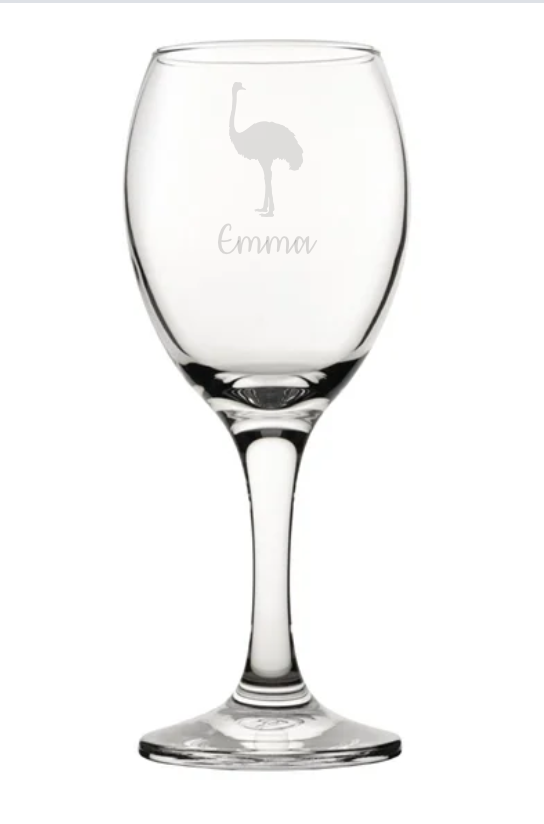 Personalised Emu Wine Glass