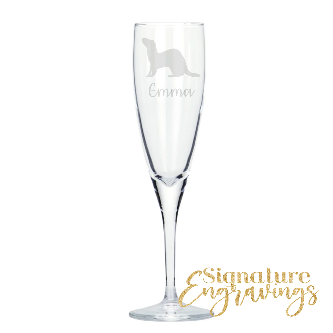 Personalised Ferret Champagne Glass