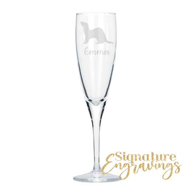 Personalised Ferret Champagne Glass