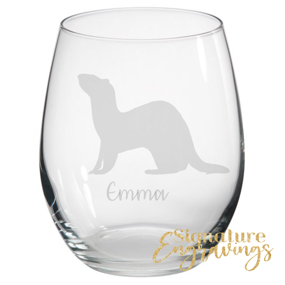 Personalised Ferret Stemless Glass