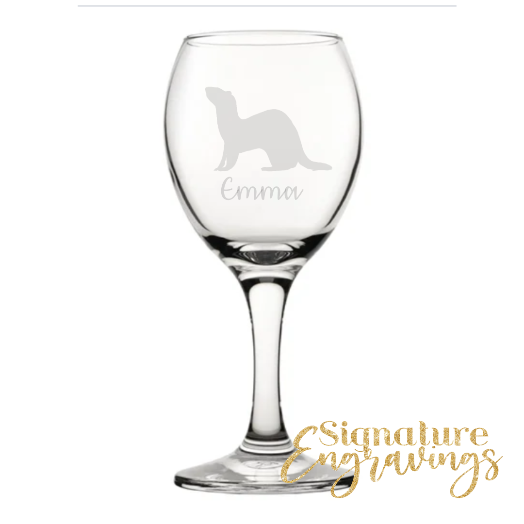 Personalised Ferret Wine Glass