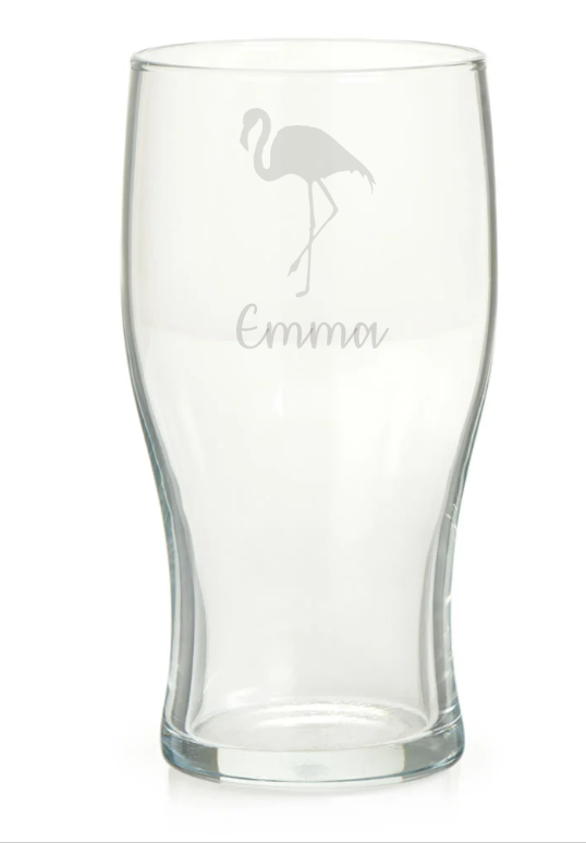 Personalised Flamingo Pint Glass