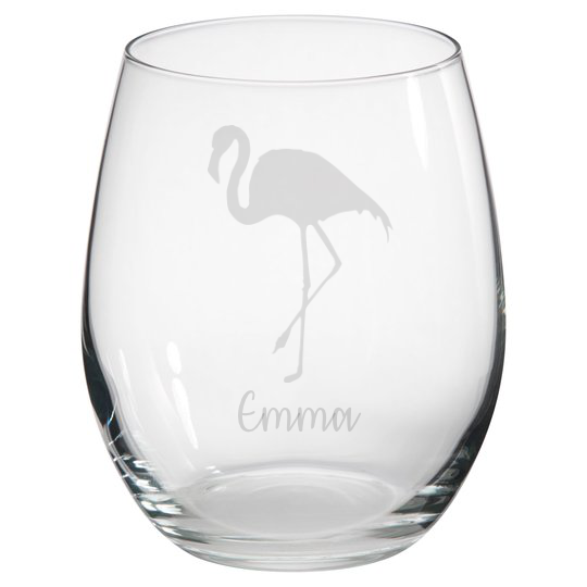 Personalised Flamingo Stemless Glass