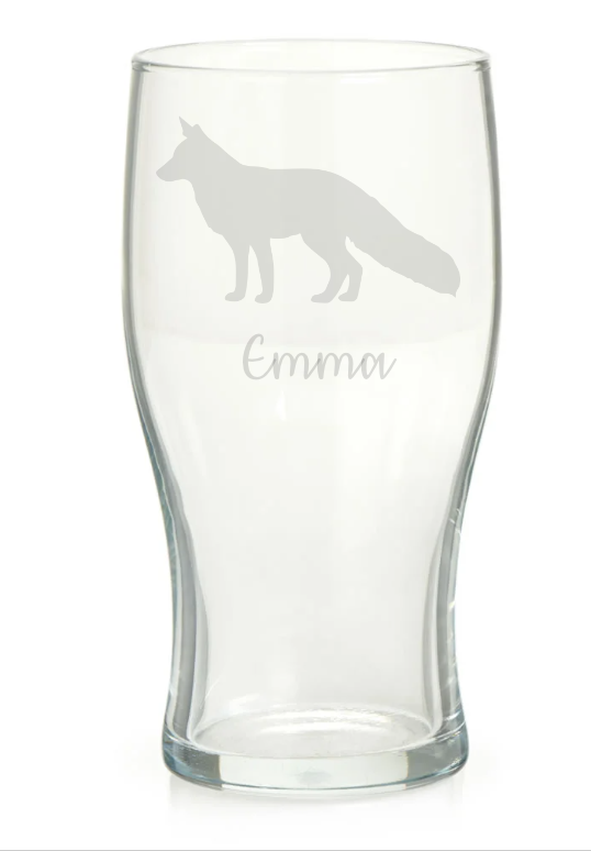 Personalised Fox Pint Glass