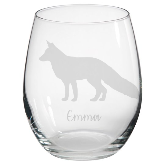 Personalised Fox Stemless Glass