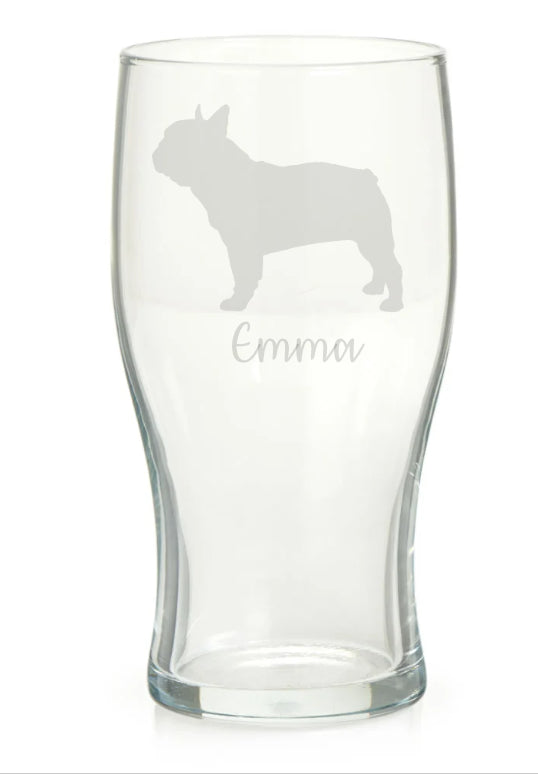 Personalised French Bulldog Pint Glass
