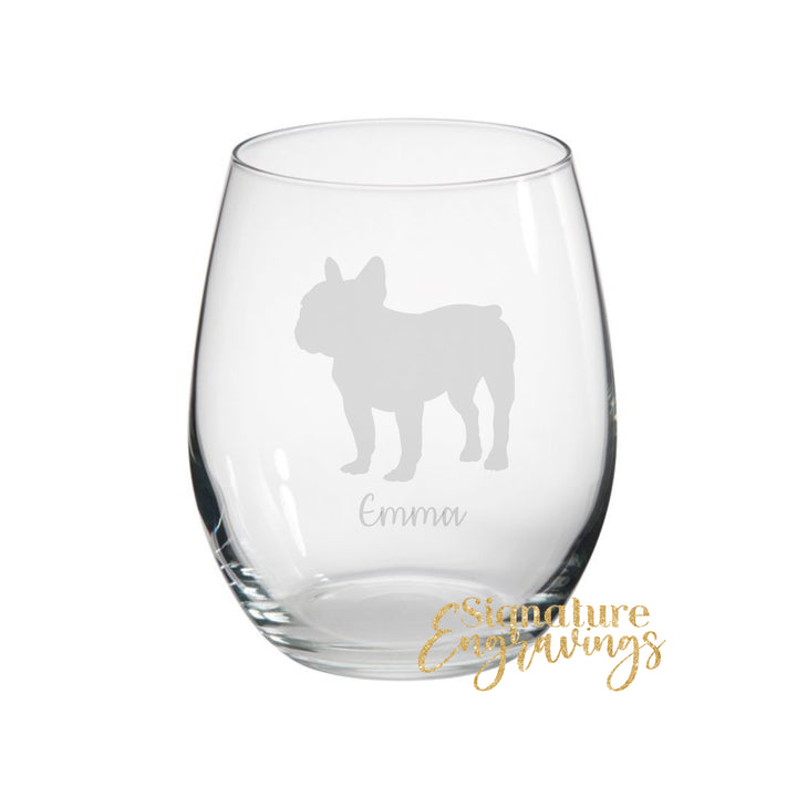 Personalised French Bulldog Stemless Glass