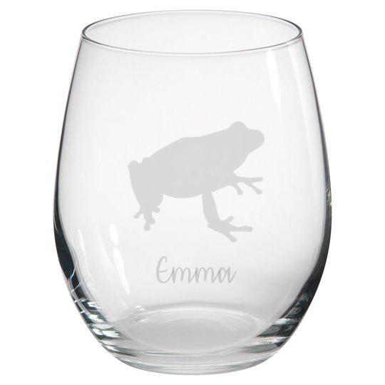Personalised Frog Stemless Glass