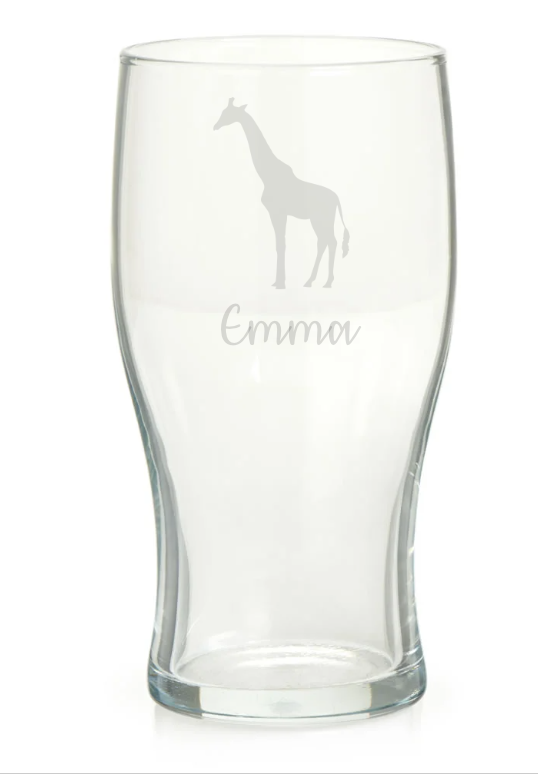 Personalised Giraffe Pint Glass