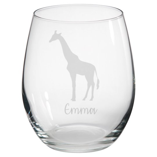 Personalised Giraffe Stemless Glass