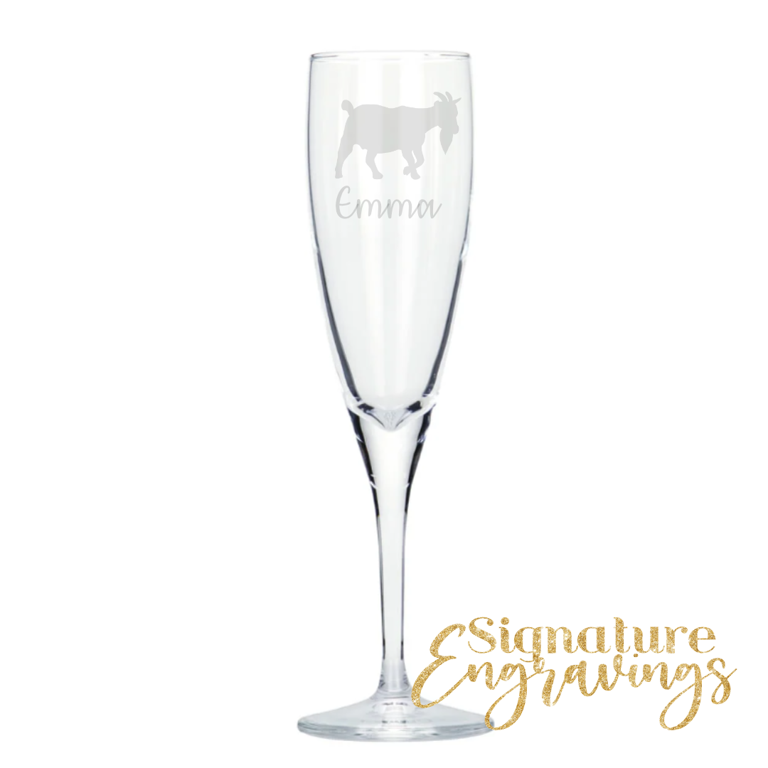 Personalised Goat Champagne Glass