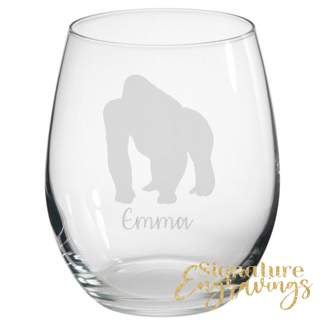 Personalised Gorilla Stemless Glass