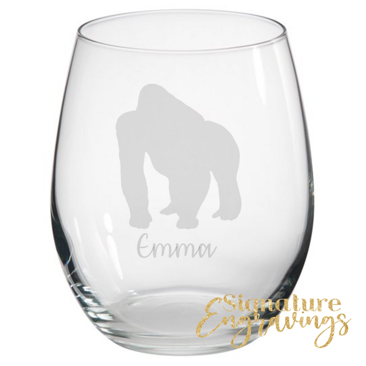 Personalised Gorilla Stemless Glass